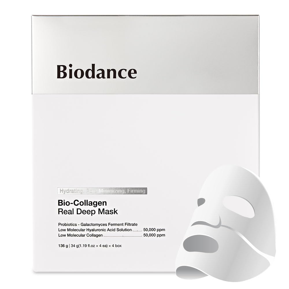 BIODANCE Bio-Collagen Real Deep Mask- Overnight Mask- Pore Eraser Mask- Hydrogel Mask Sheet- Pore Tightening- Hydrating- Low Molecular Collagen Face Mask | 34g x4ea