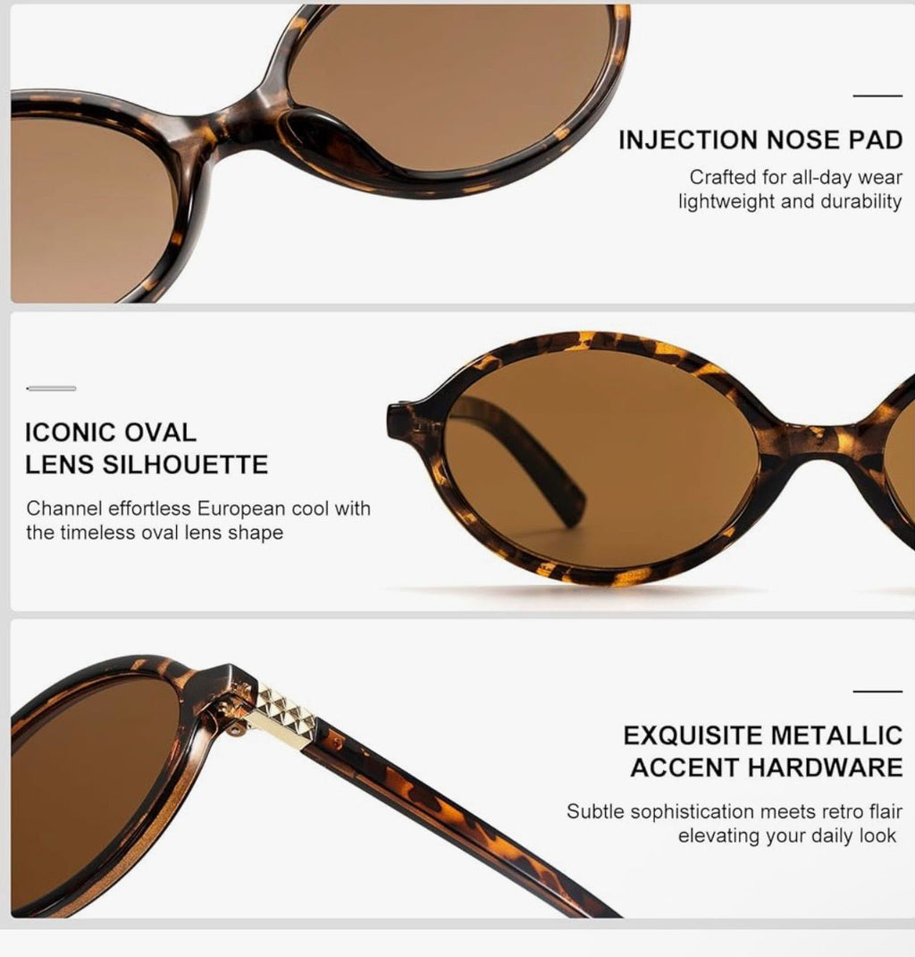 ViewJoy Retro Oval Sunglasses for Women Vintage 90s Y2K Trendy Designer Sun Glasses