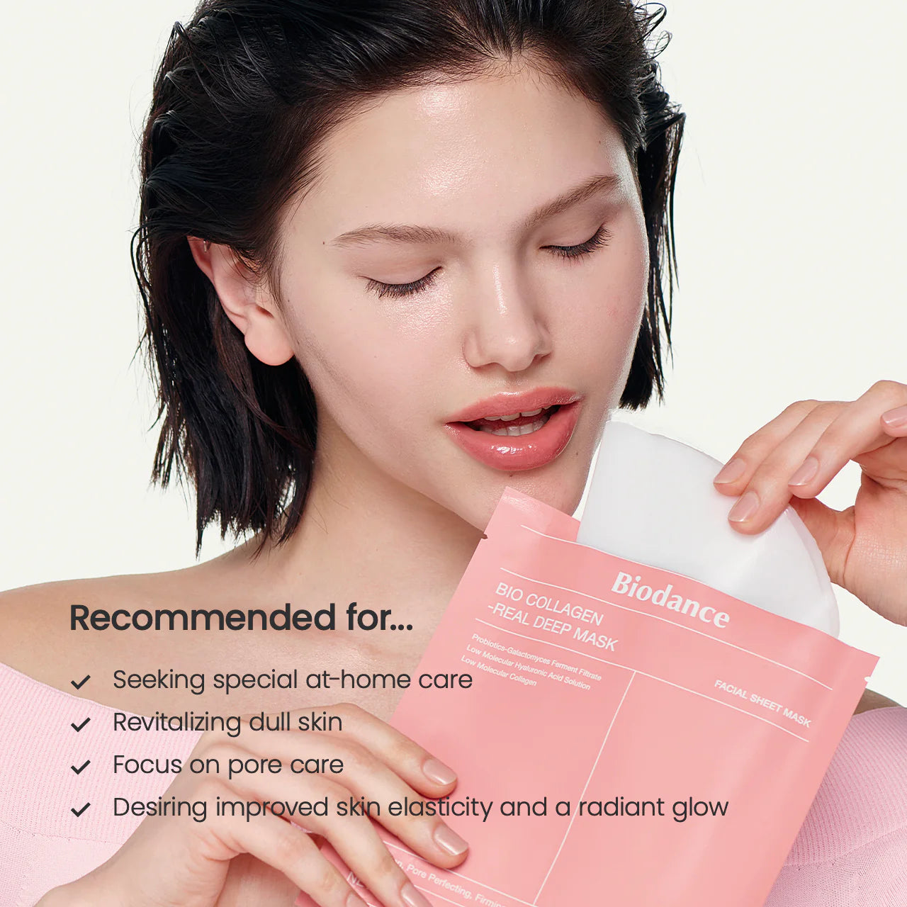 BIODANCE Bio-Collagen Real Deep Mask- Overnight Mask- Pore Eraser Mask- Hydrogel Mask Sheet- Pore Tightening- Hydrating- Low Molecular Collagen Face Mask | 34g x4ea