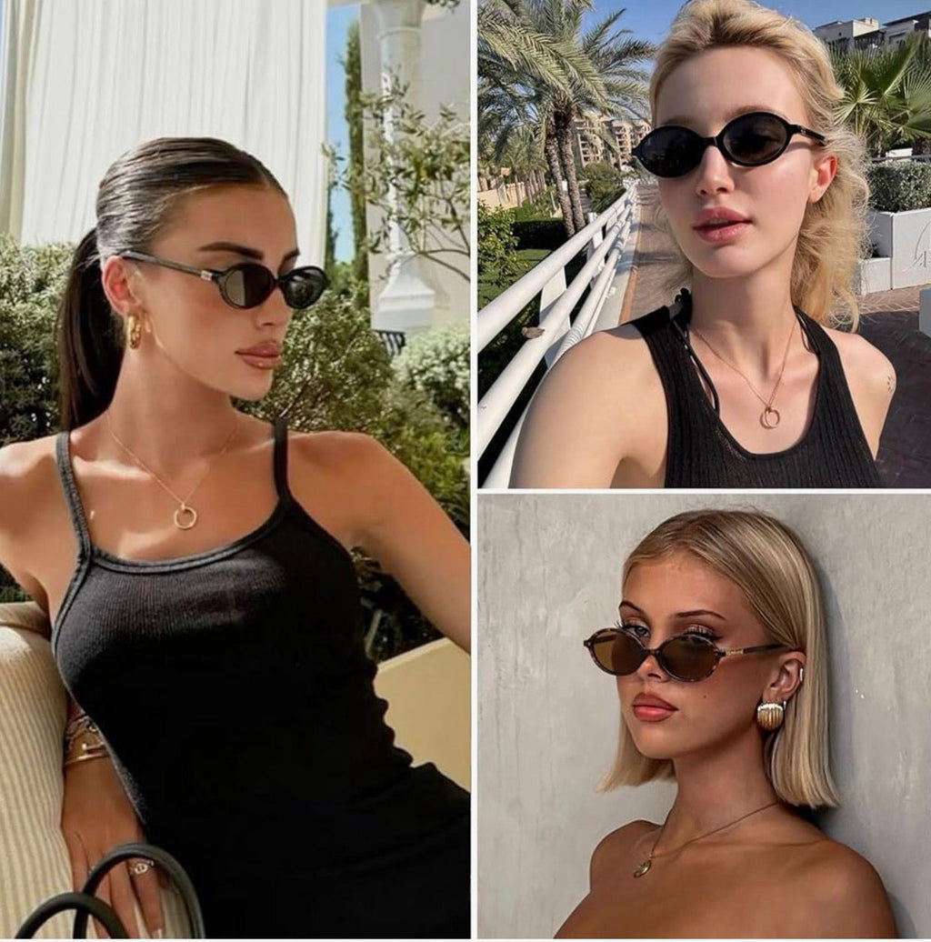 ViewJoy Retro Oval Sunglasses for Women Vintage 90s Y2K Trendy Designer Sun Glasses